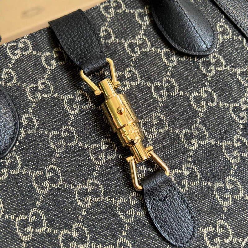 Gucci 685129 GG Jackie1961 Handbag Denim Tote Bag Black