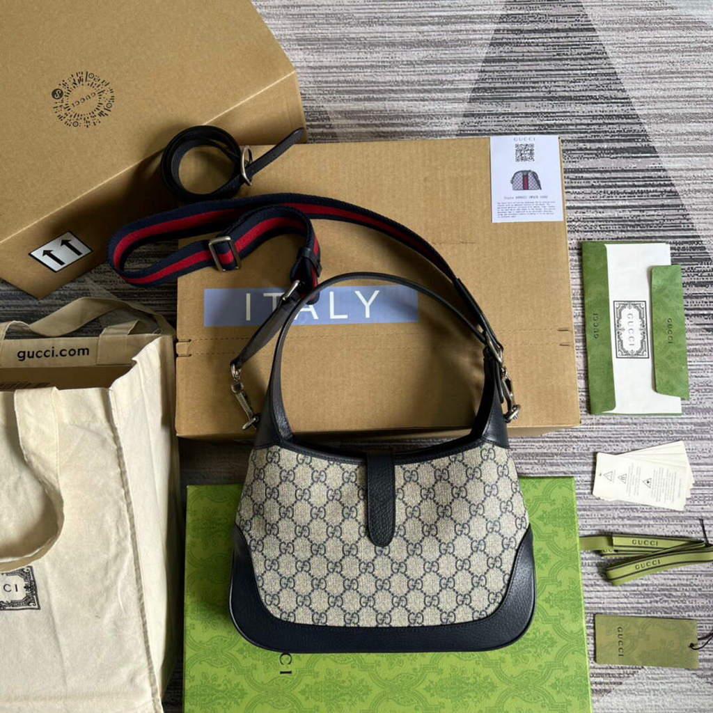 Gucci 678843 Jackie 1961 Small GG Shoulder Bag Beige Blue