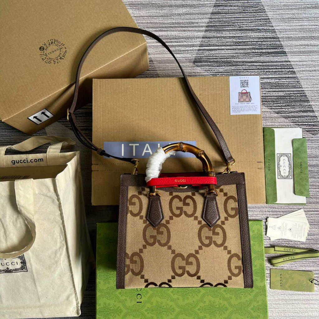 Gucci 660195 Gucci Diana jumbo GG Small Tote Bag Brown