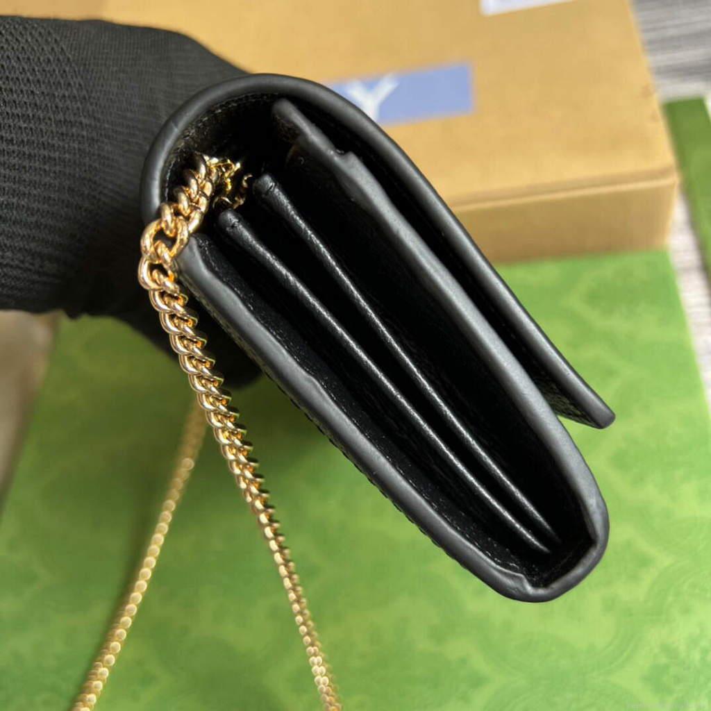 Gucci 652681 Jackie 1961 GG Chain Wallet Black