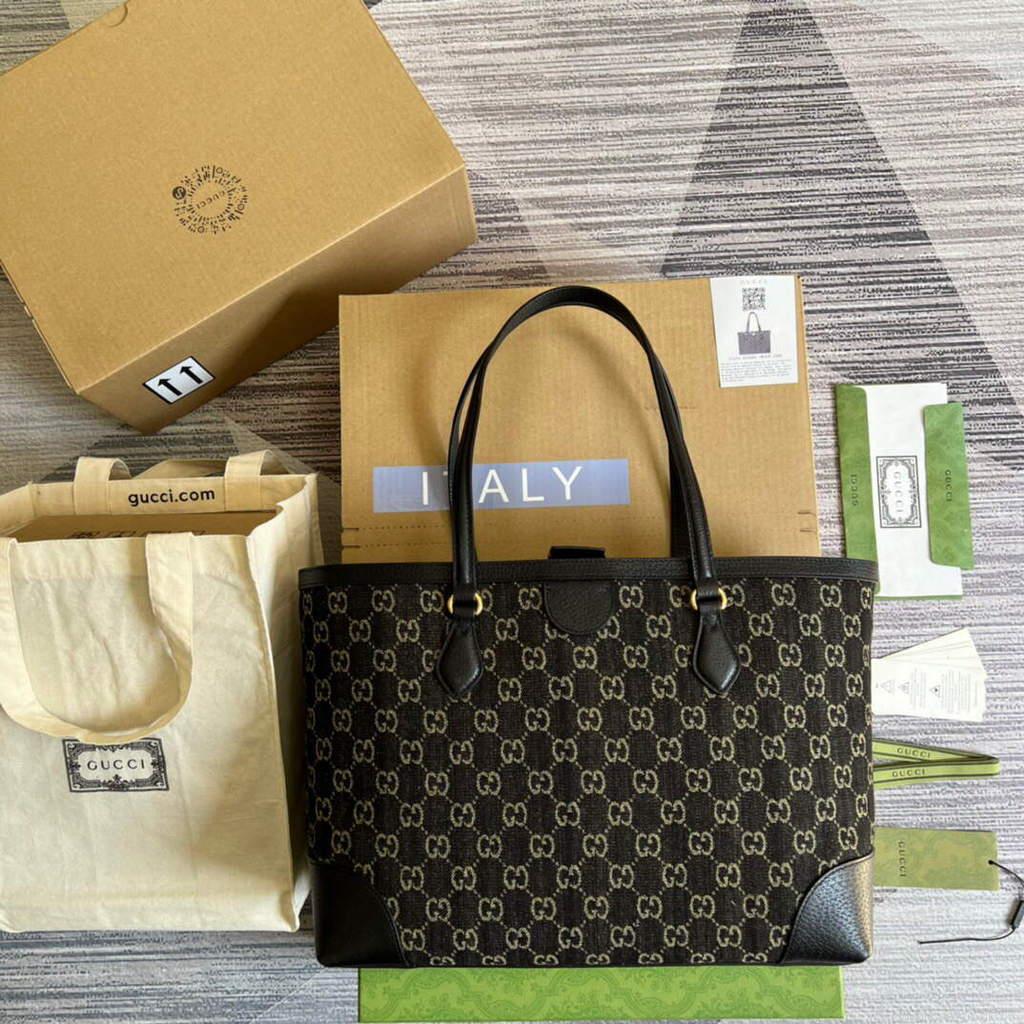 Gucci 631685 Ophidia Medium Tote With Web Black