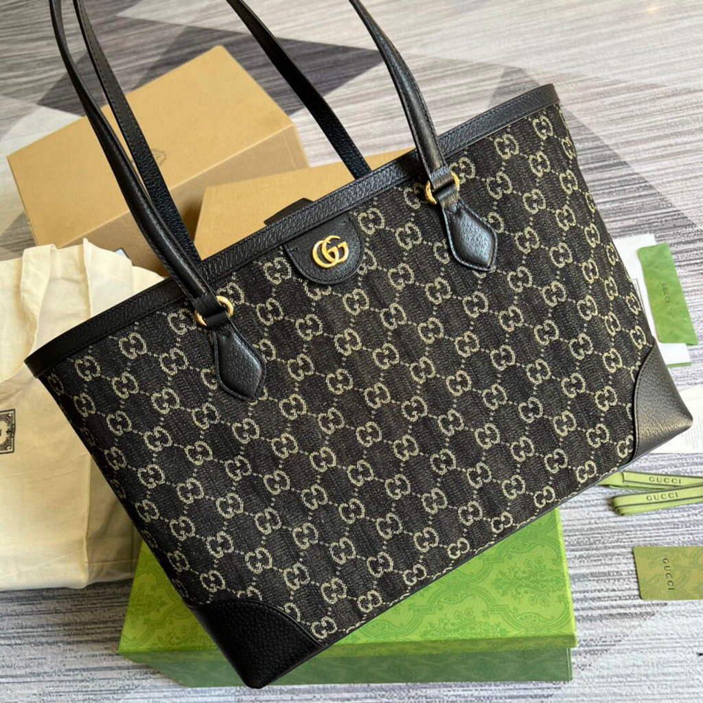 Gucci 631685 Ophidia Medium Tote With Web Black