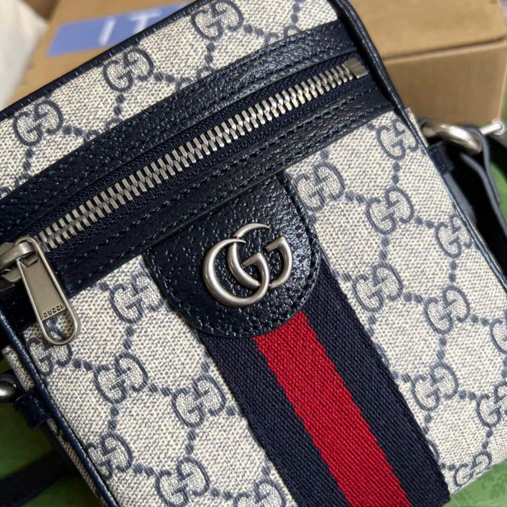 Gucci 598127 Ophidia GG Small Shoulder Bag Beige Blue