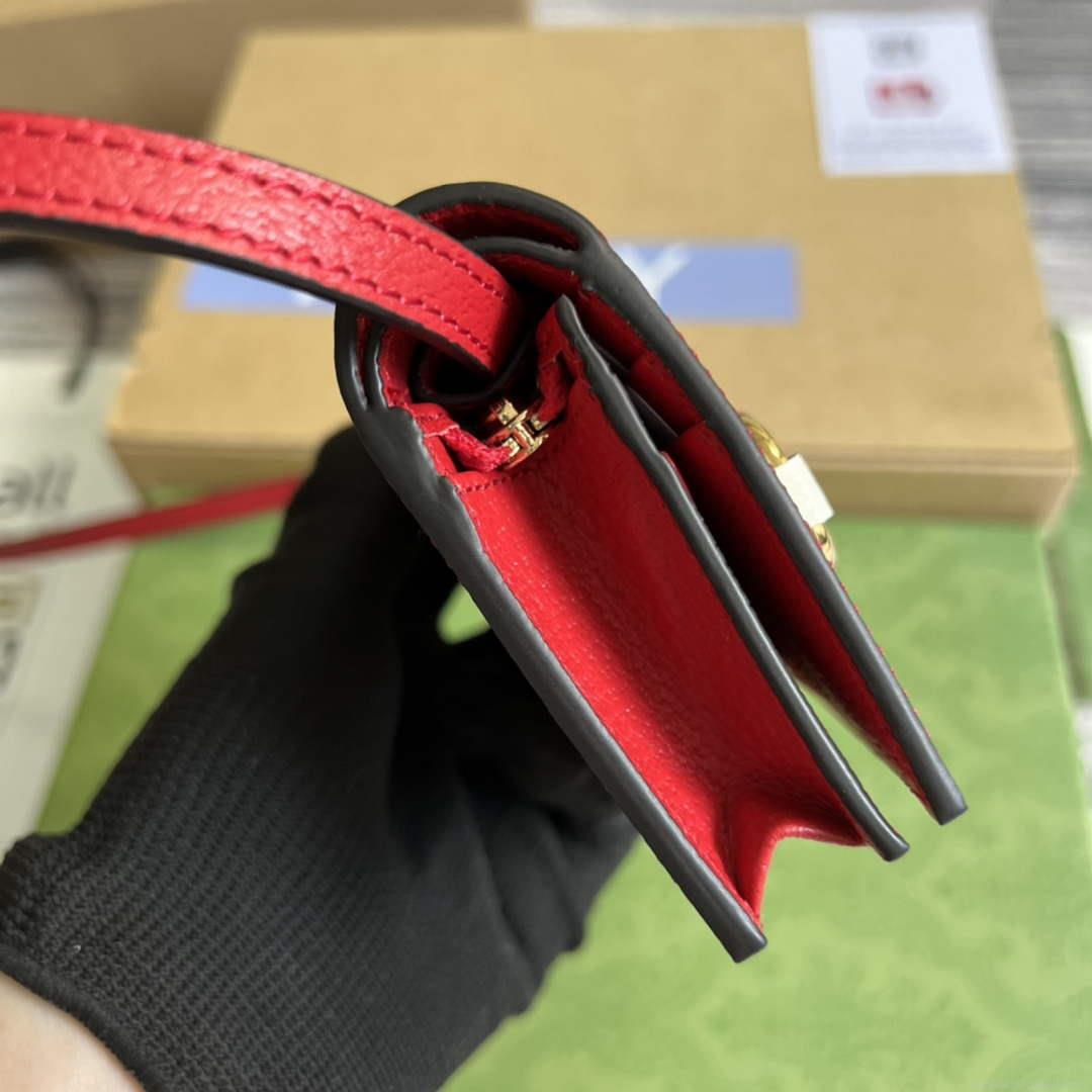 Adidas x Gucci card case with Horsebit 702248 Off-white and red leather
