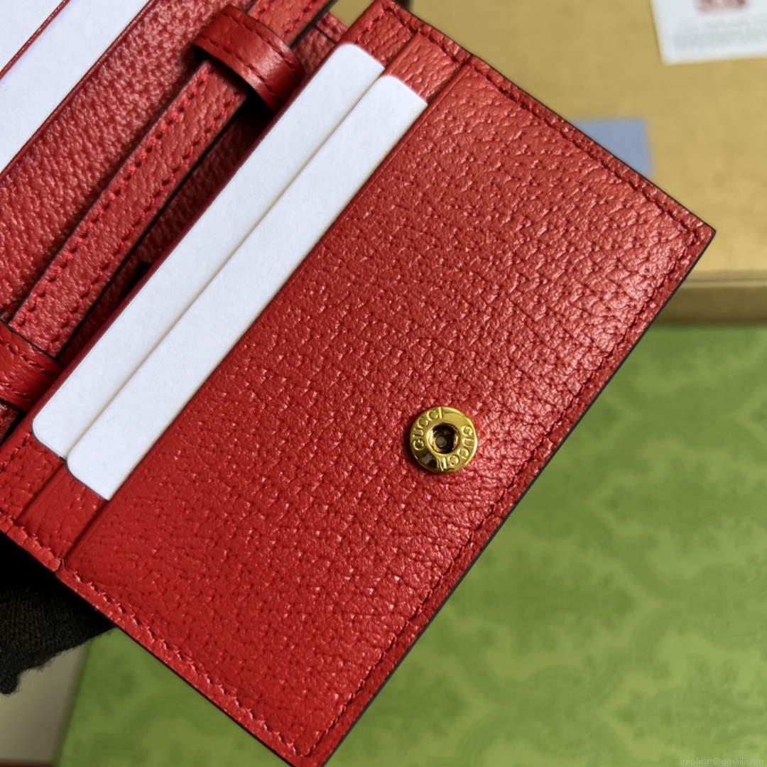 Adidas x Gucci card case with Horsebit 702248 Off-white and red leather