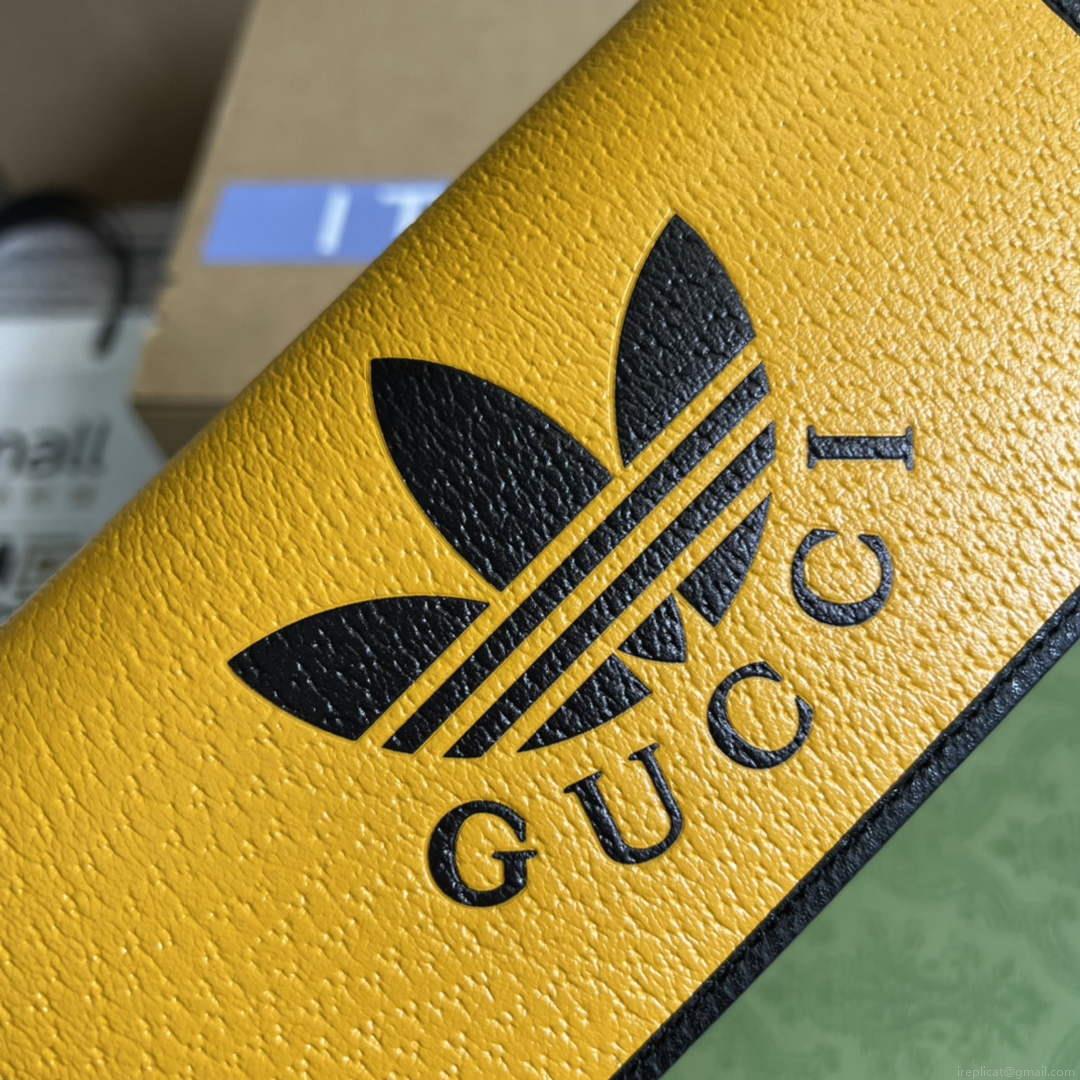 Adidas x Gucci ‎621892 wallet with chain Off-black and yellow leather