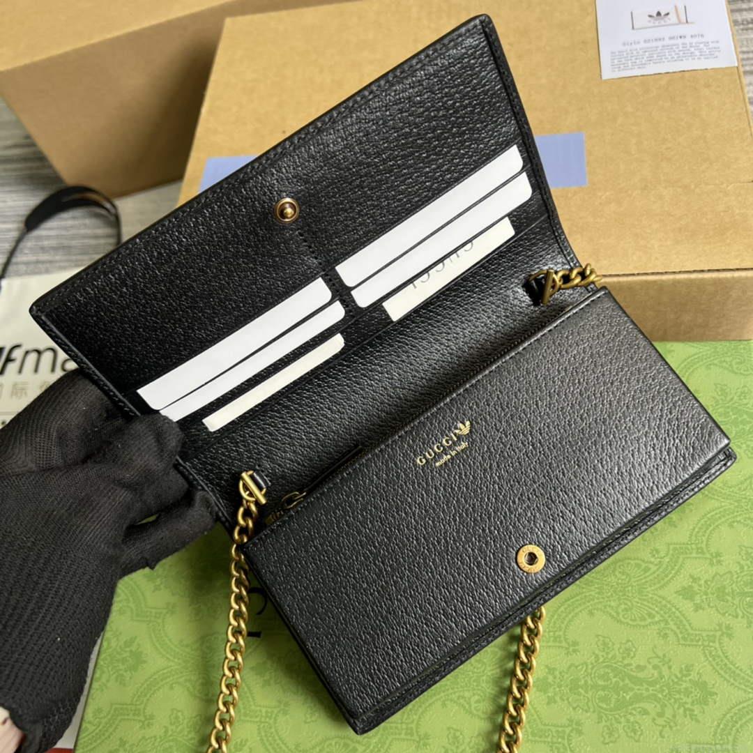 Adidas x Gucci ‎621892 wallet with chain Off-white and black leather