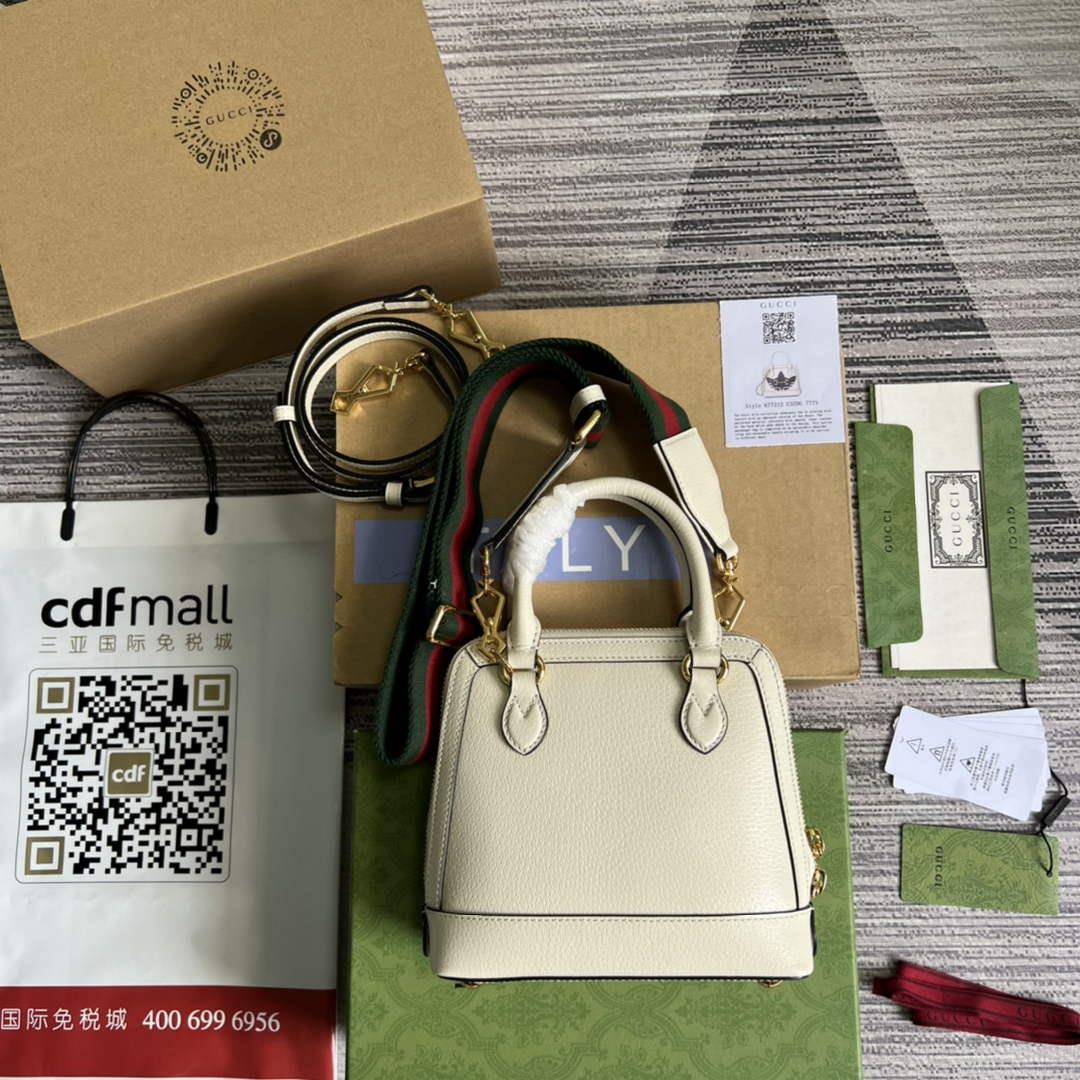 Adidas x Gucci 677212 Horsebit 1955 mini bag white and Black leather