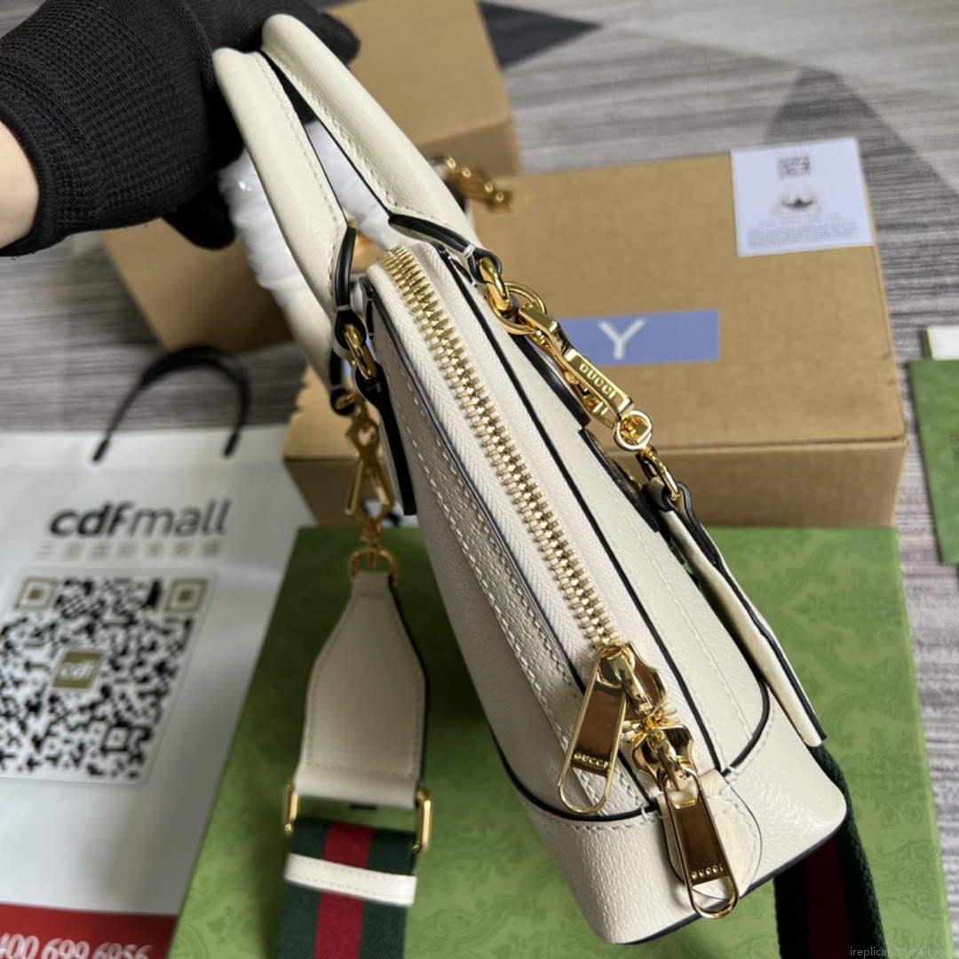 Adidas x Gucci 677212 Horsebit 1955 mini bag white and Black leather
