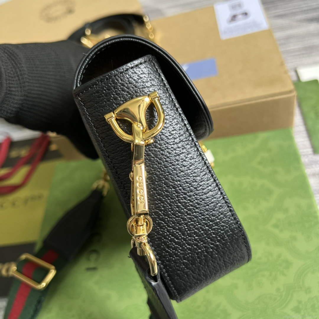 Adidas x Gucci 658574 Horsebit 1955 mini bag black and white leather