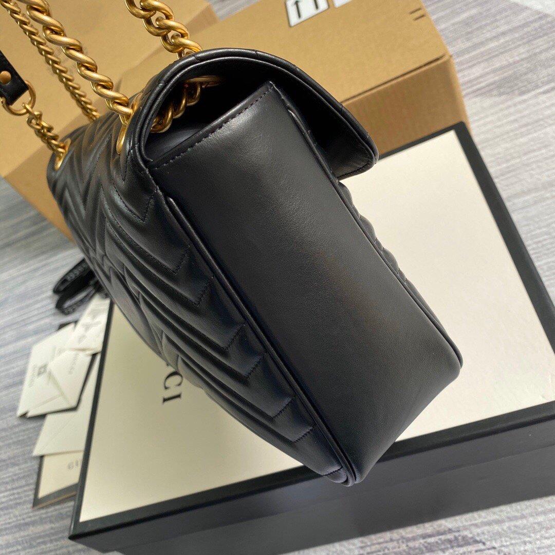 Gucci 443496 GG Marmont Medium Matelassé Shoulder Bag Black