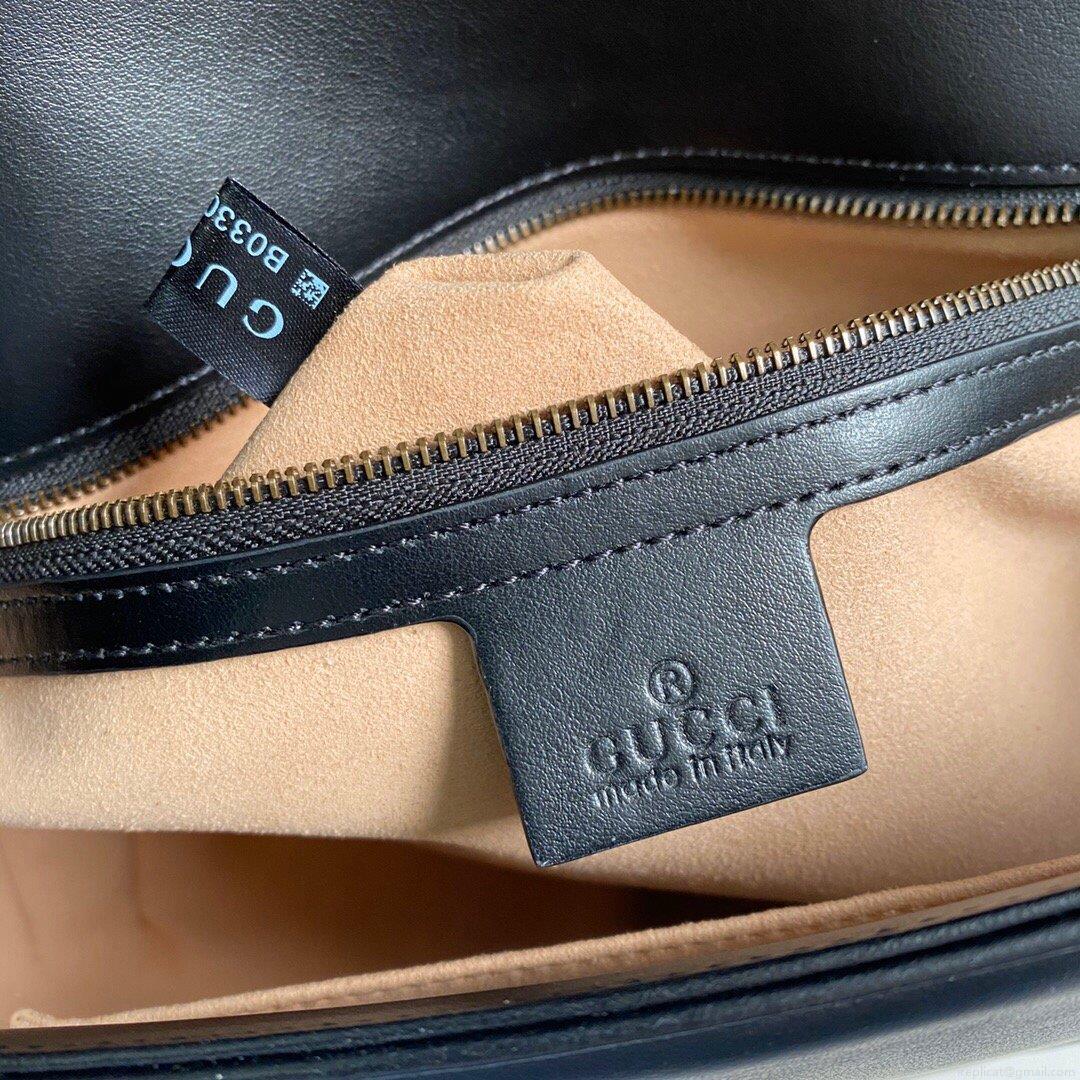 Gucci 443496 GG Marmont Medium Matelassé Shoulder Bag Black