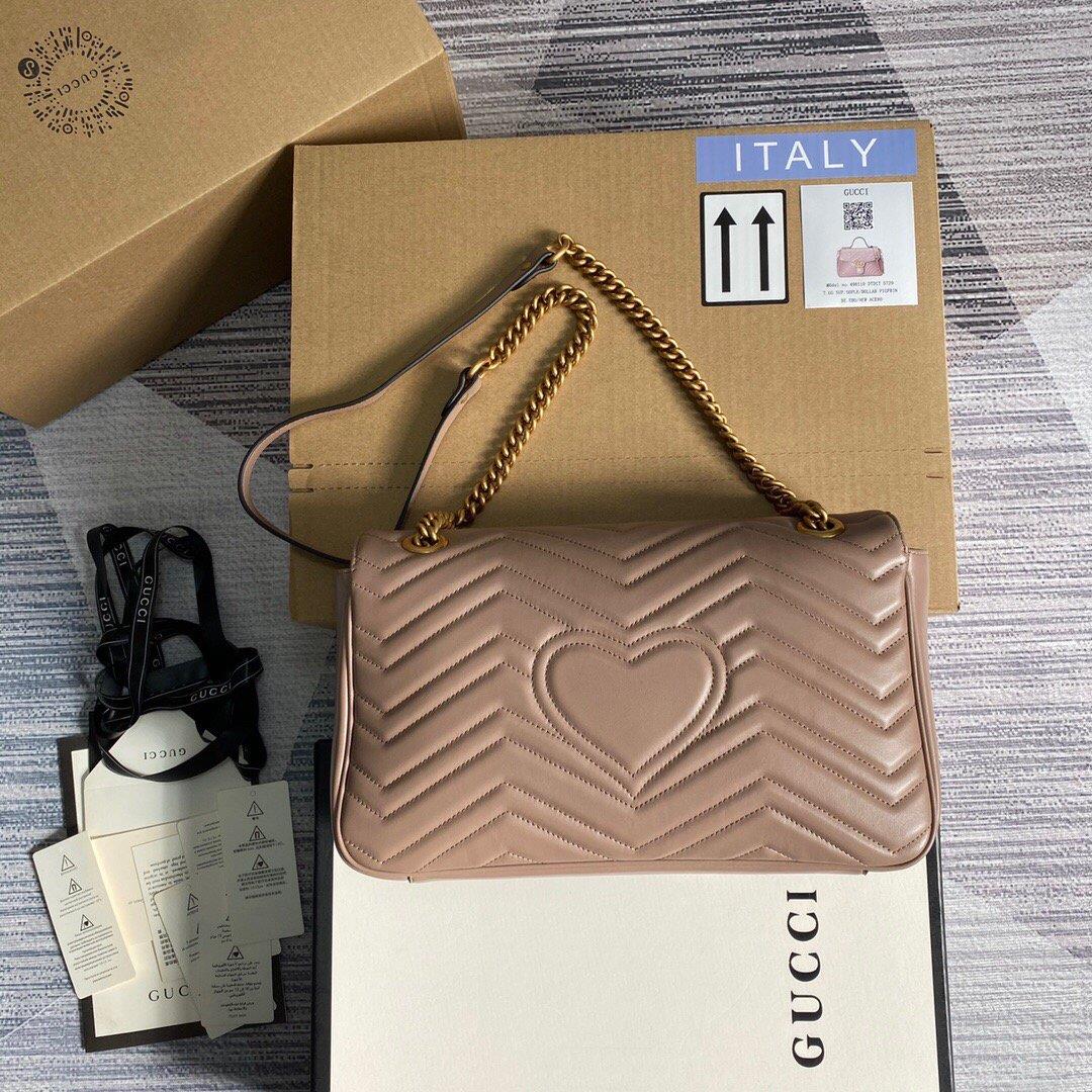 Gucci 443496 GG Marmont Medium Matelassé Shoulder Bag Light Pink