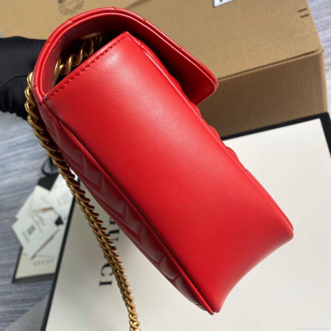 Gucci 443496 GG Marmont Medium Matelassé Shoulder Bag Red