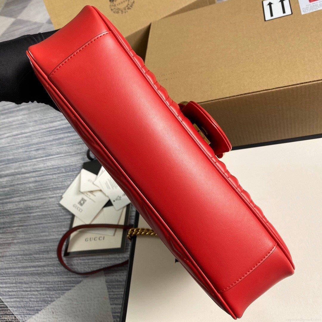 Gucci 443496 GG Marmont Medium Matelassé Shoulder Bag Red