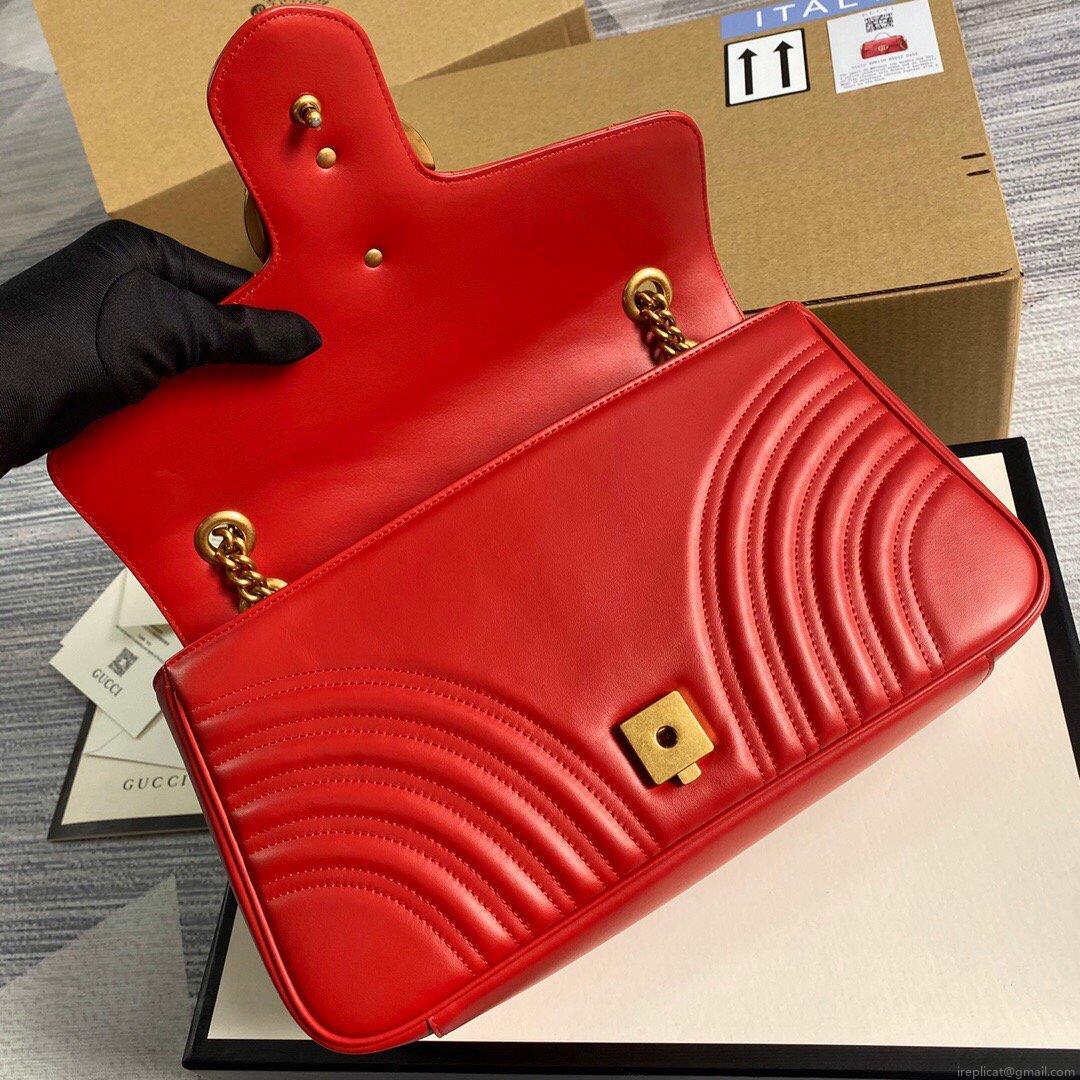 Gucci 443496 GG Marmont Medium Matelassé Shoulder Bag Red