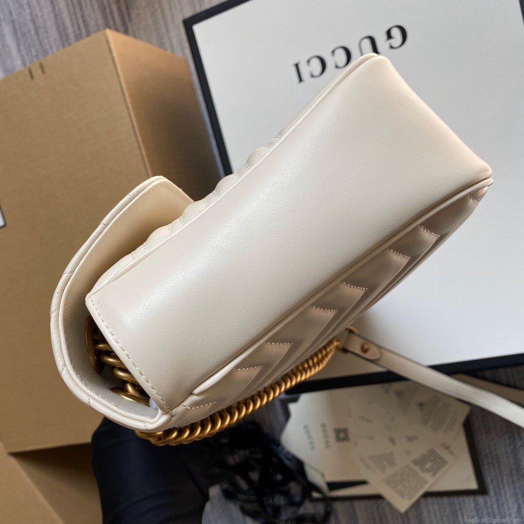 Gucci 443496 GG Marmont Medium Matelassé Shoulder Bag White