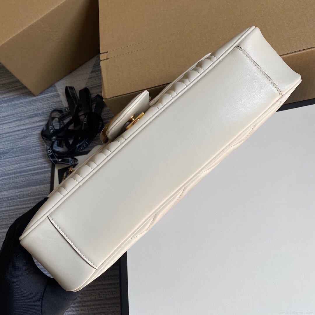 Gucci 443496 GG Marmont Medium Matelassé Shoulder Bag White