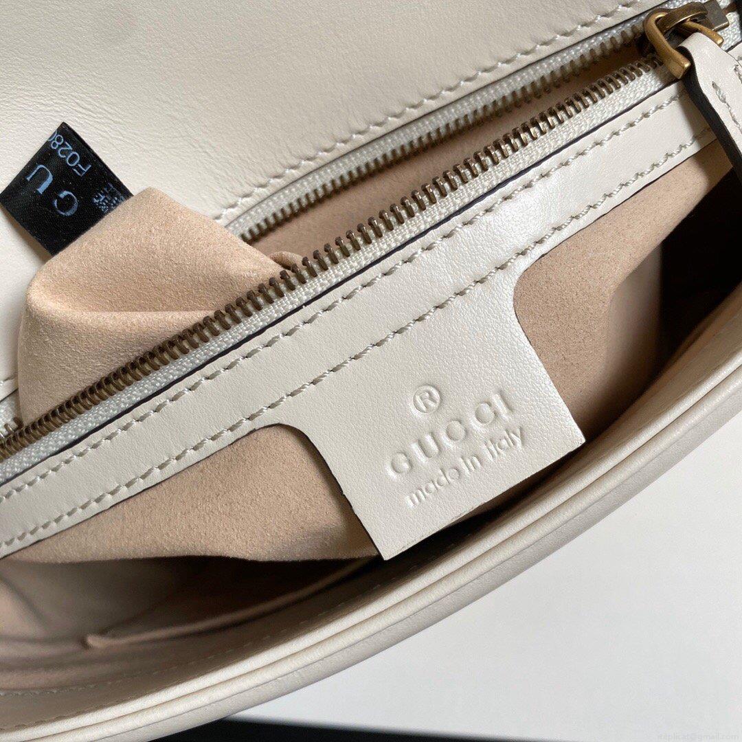 Gucci 443496 GG Marmont Medium Matelassé Shoulder Bag White