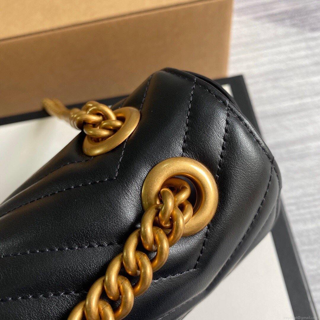 Gucci 446744 GG Marmont Matelassé Mini Bag Black