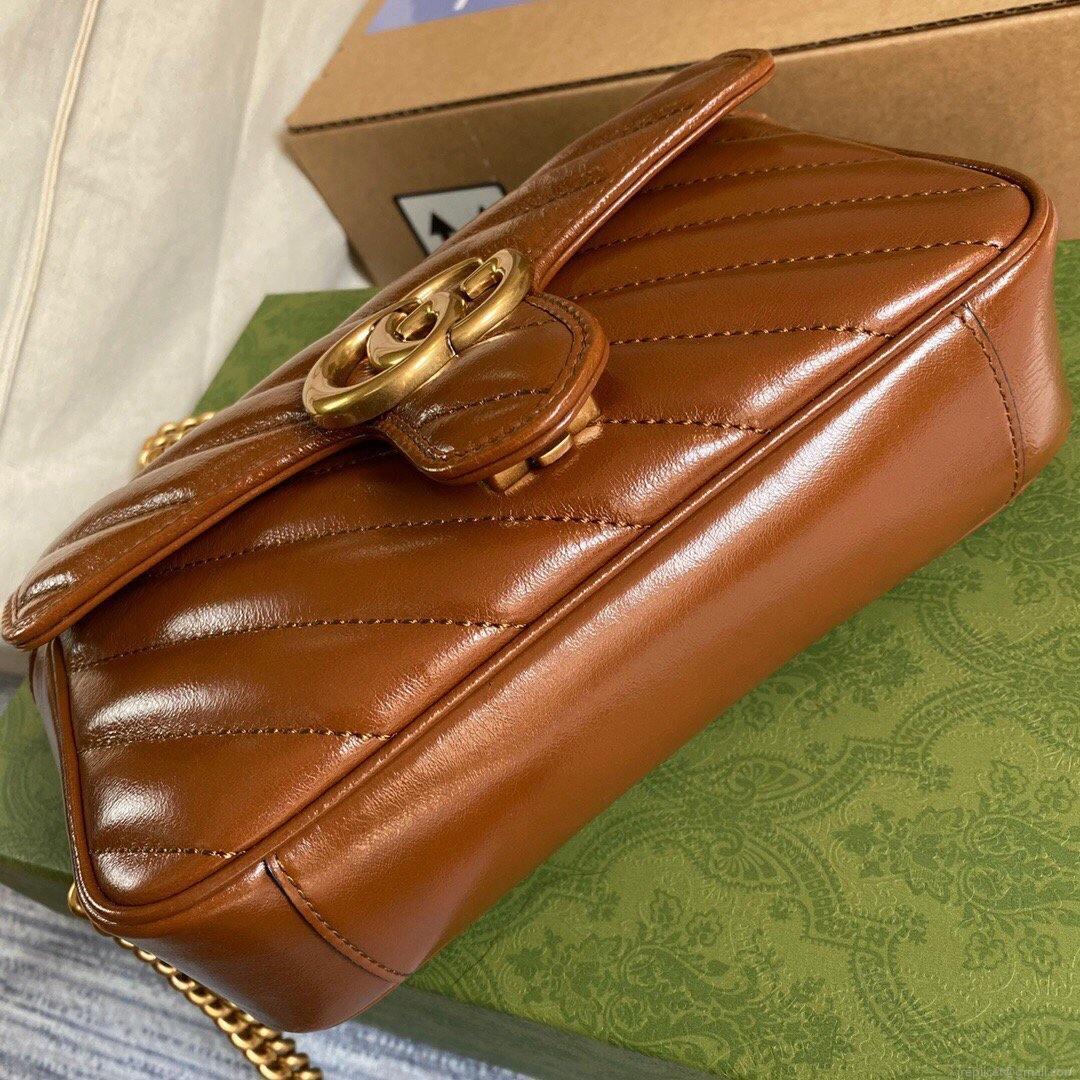 Gucci 446744 GG Marmont Matelassé Mini Bag Brown