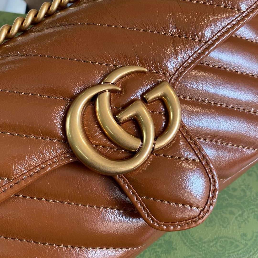 Gucci 446744 GG Marmont Matelassé Mini Bag Brown