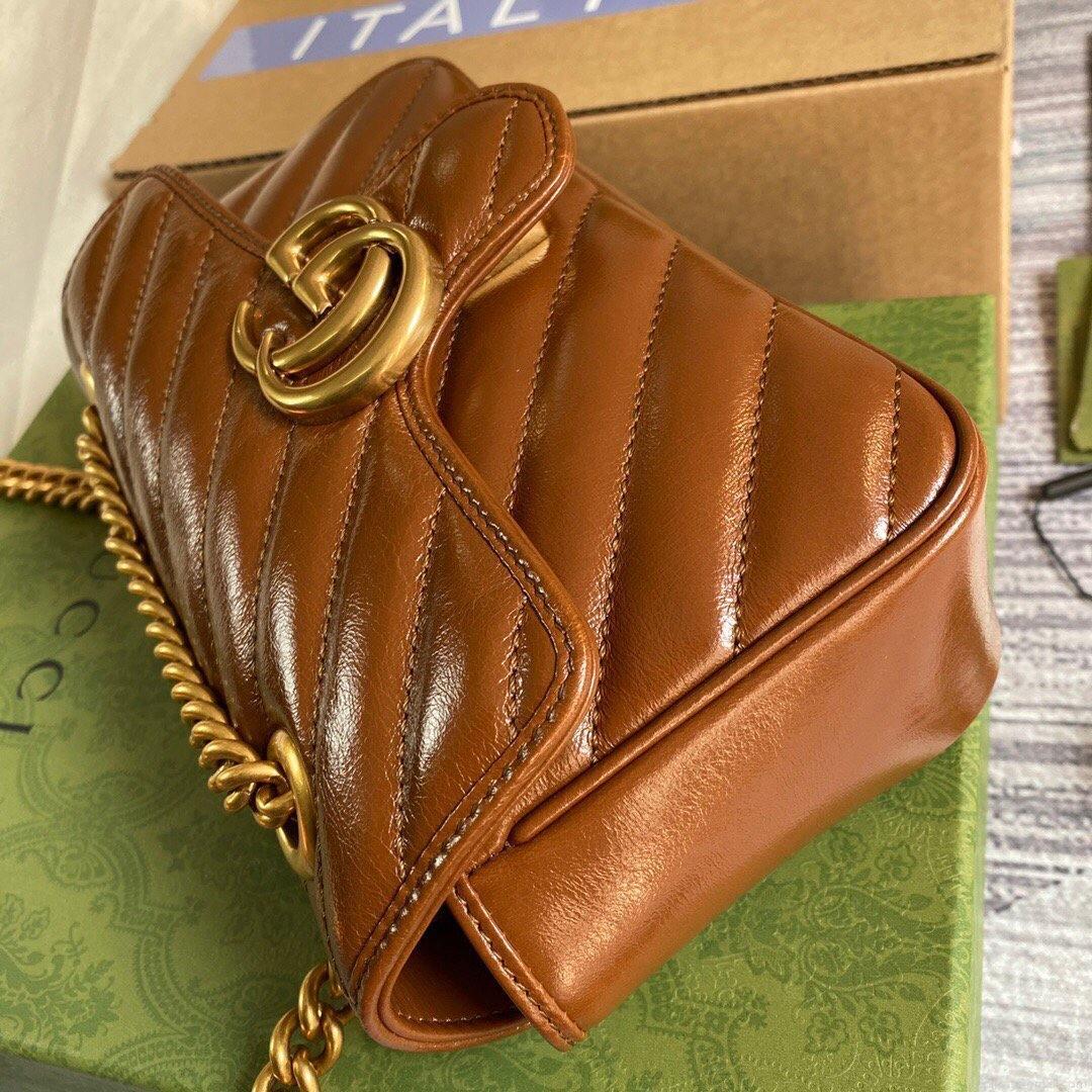Gucci 446744 GG Marmont Matelassé Mini Bag Brown