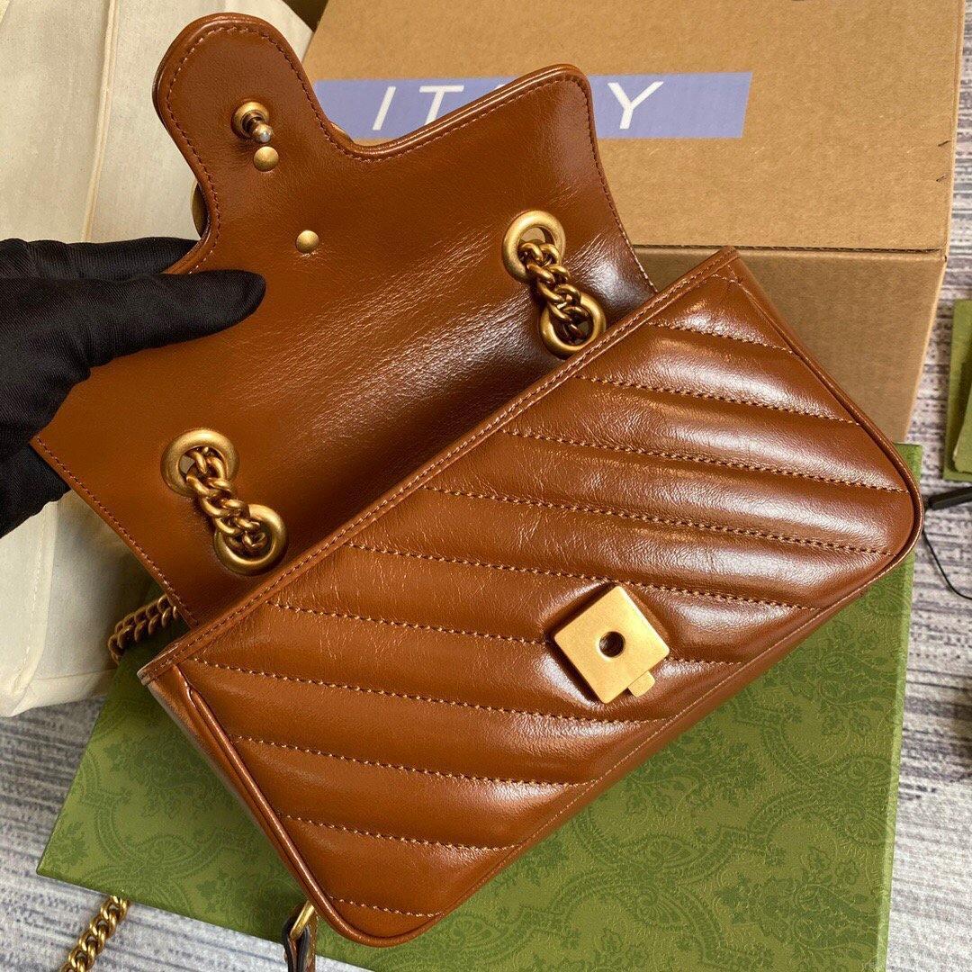 Gucci 446744 GG Marmont Matelassé Mini Bag Brown