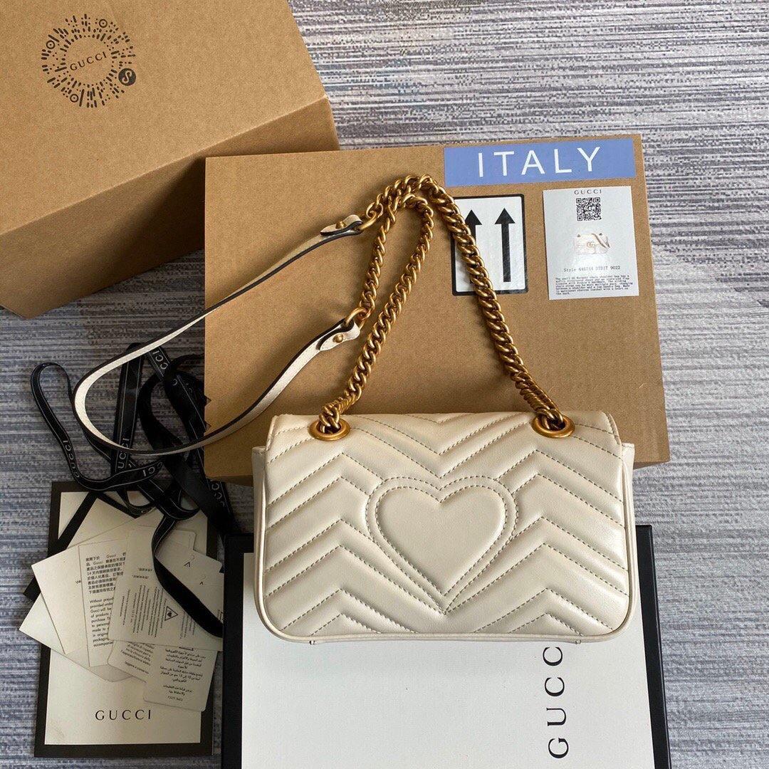 Gucci 446744 GG Marmont Matelassé Mini Bag White