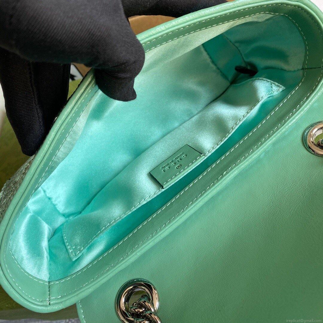 Gucci 446744 GG Marmont Mini Sequin Shoulder Bag Green