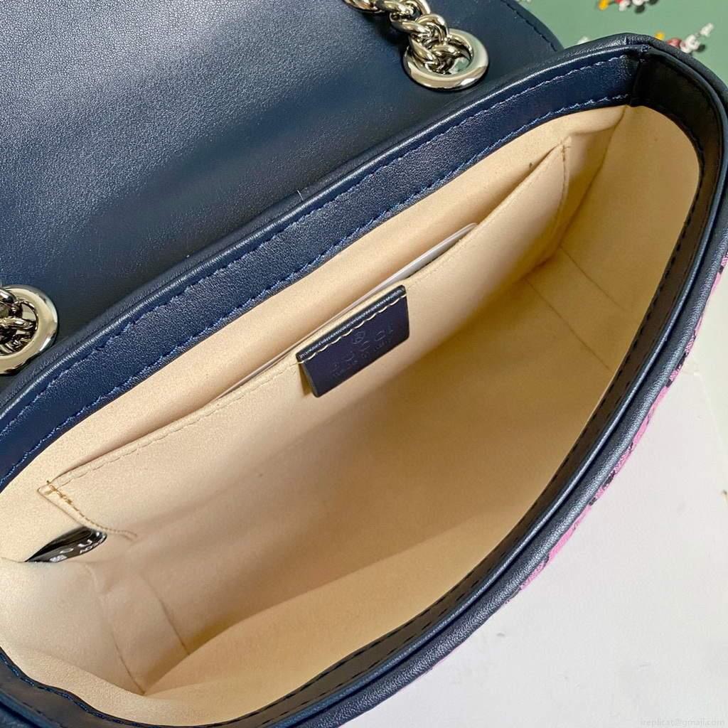 Gucci 446744 GG Marmont Multicolor mini shoulder bag blue and pink