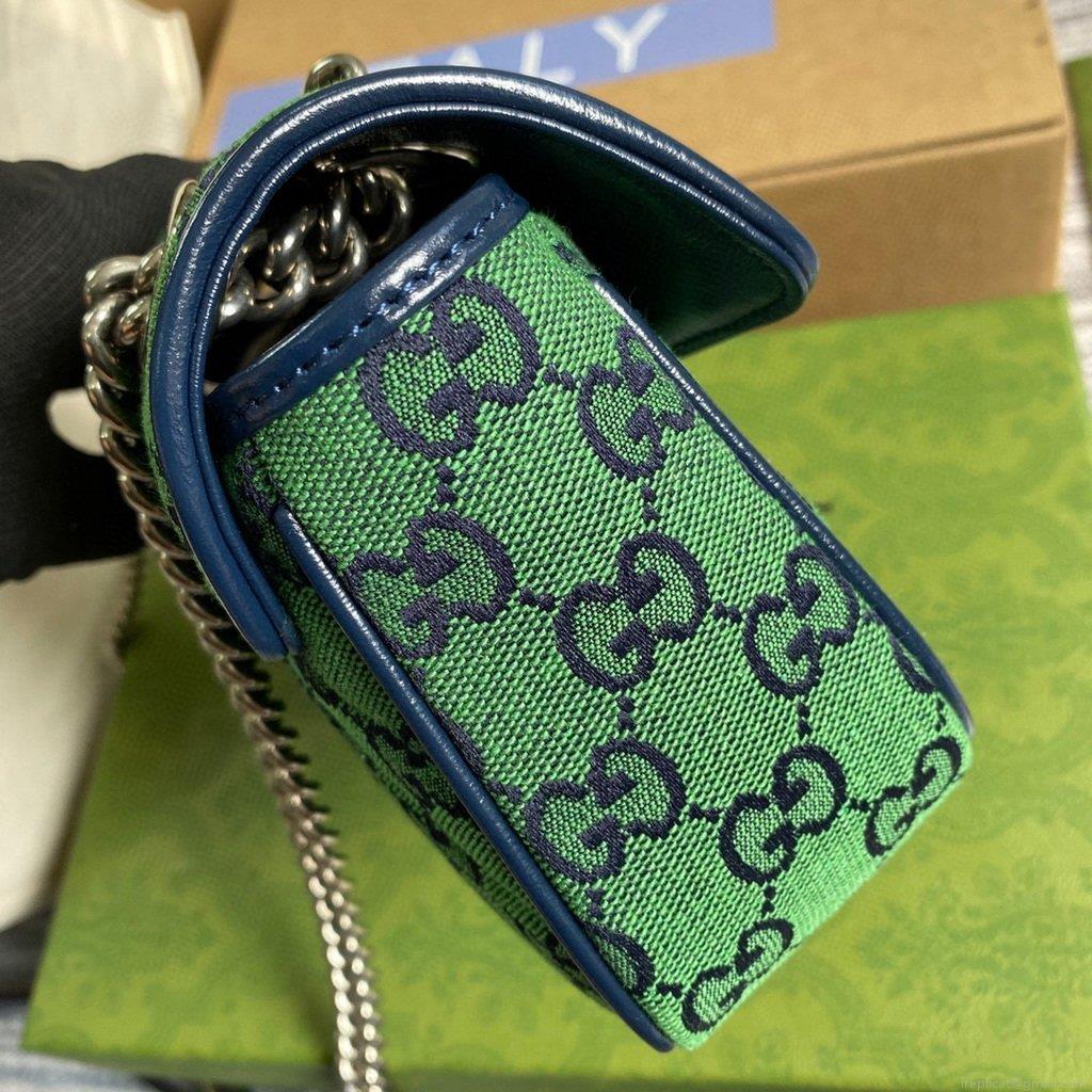 Gucci 446744 GG Marmont Multicolor Mini Shoulder Bag Green