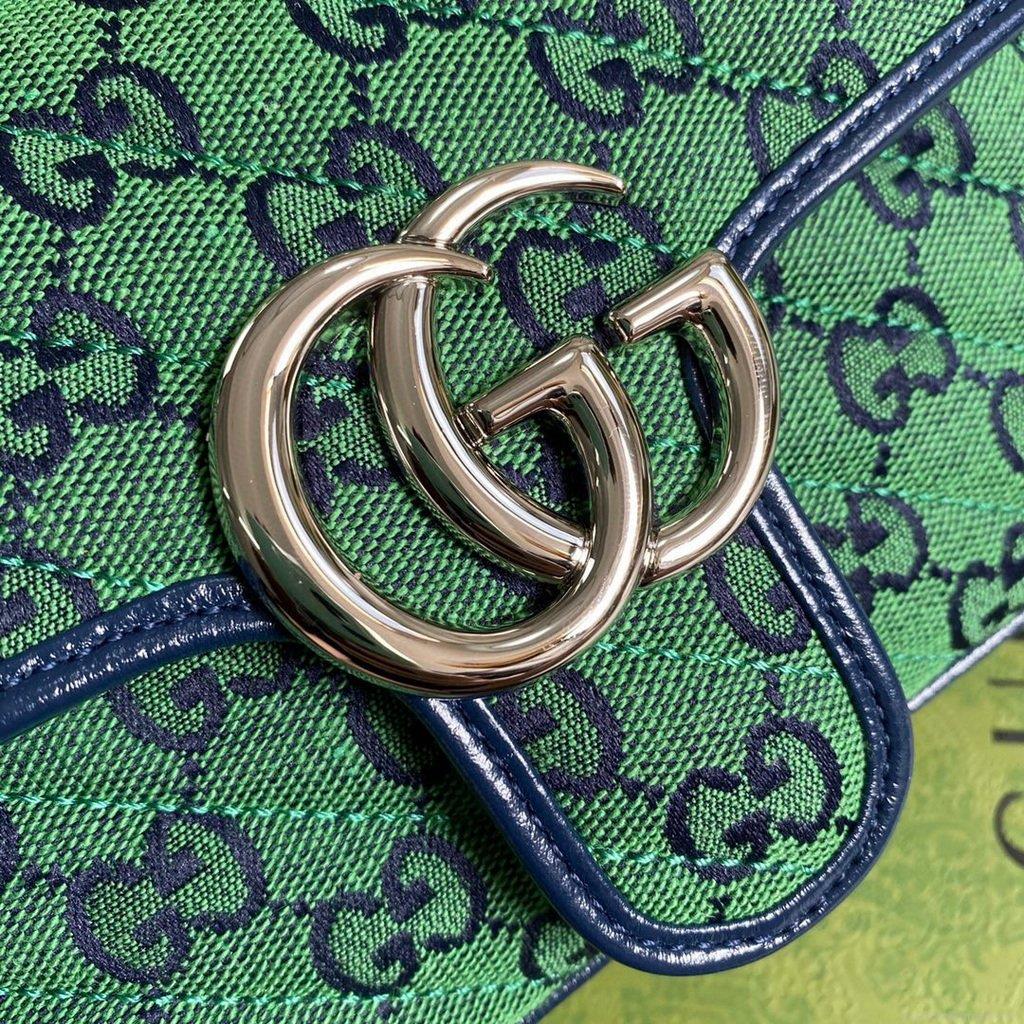 Gucci 446744 GG Marmont Multicolor Mini Shoulder Bag Green