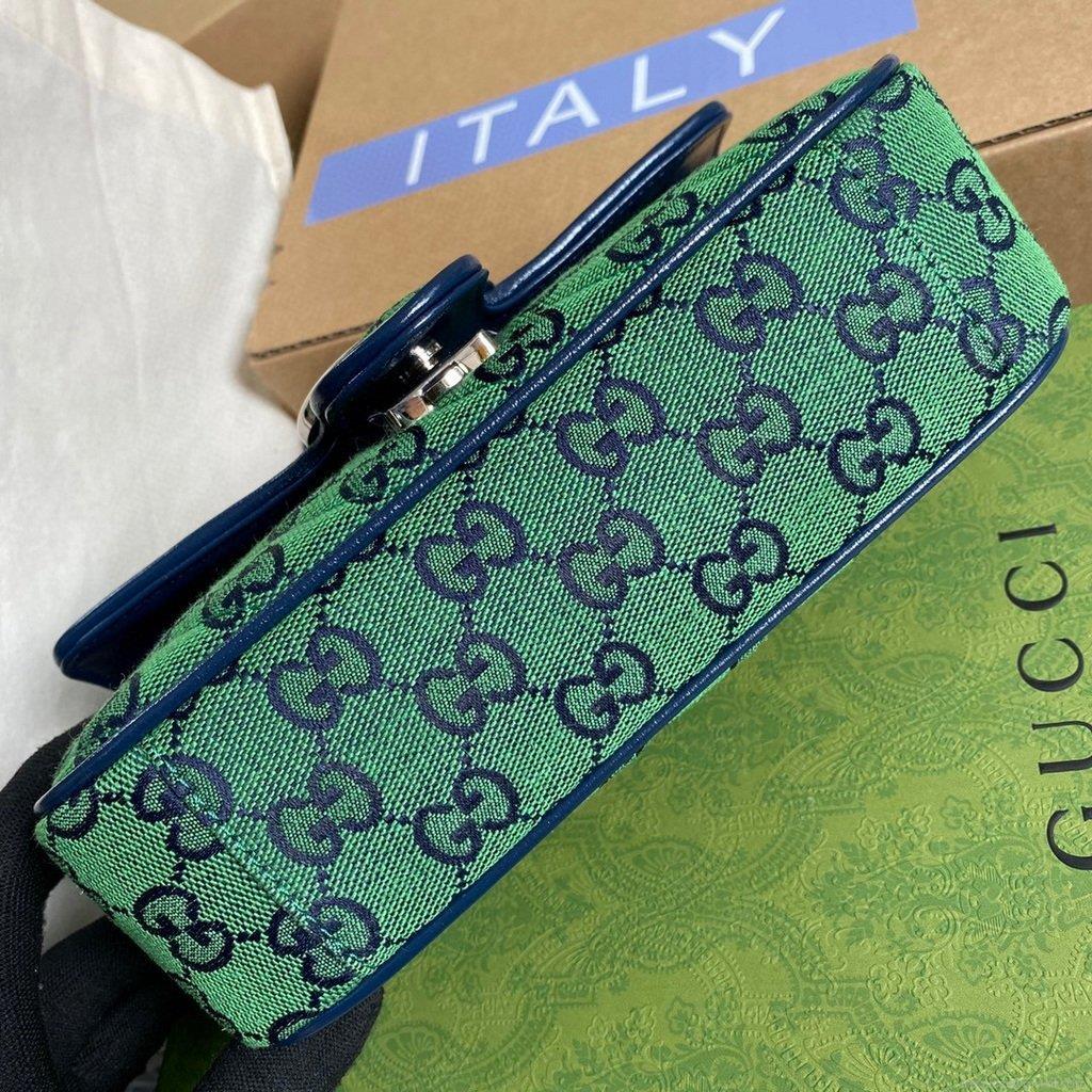 Gucci 446744 GG Marmont Multicolor Mini Shoulder Bag Green