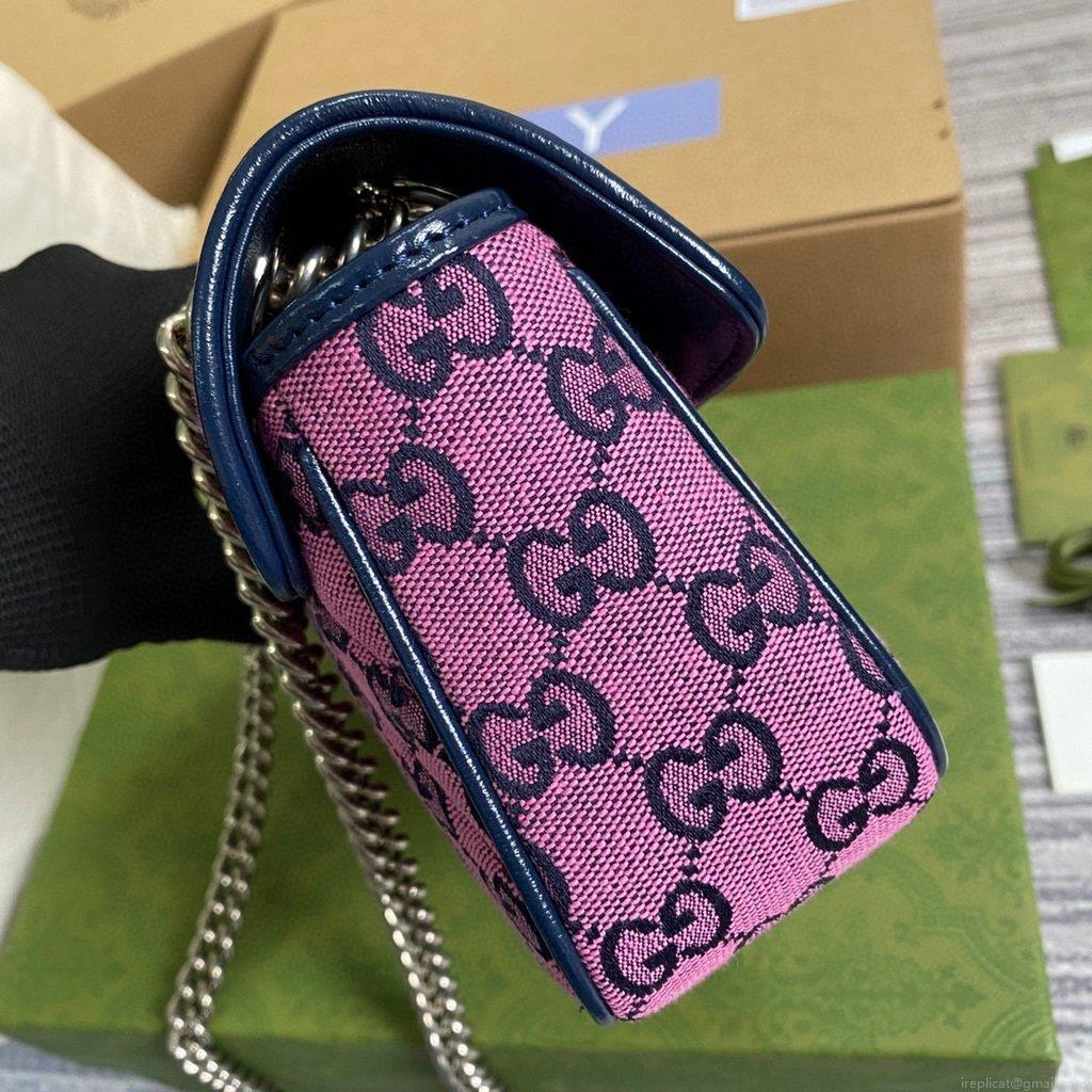 Gucci 446744 GG Marmont Multicolor Mini Shoulder Bag Purple