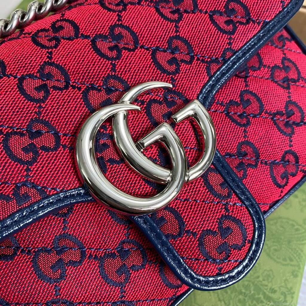 Gucci 446744 GG Marmont Multicolor mini shoulder bag Red