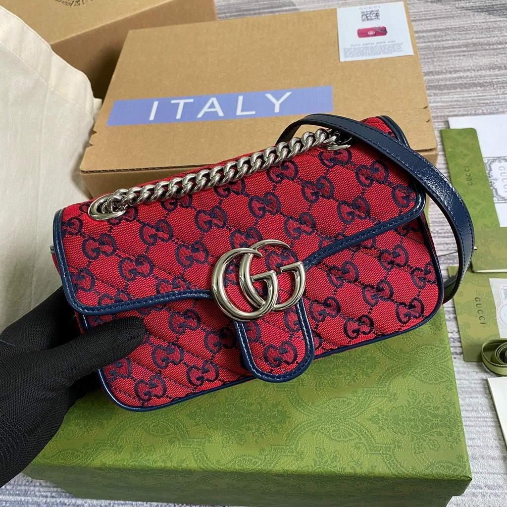 Gucci 446744 GG Marmont Multicolor mini shoulder bag Red