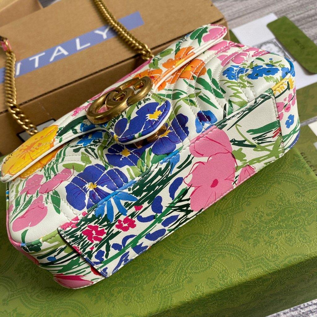 Gucci 446744 GG Marmont Multicolor Mini Shoulder Bag White