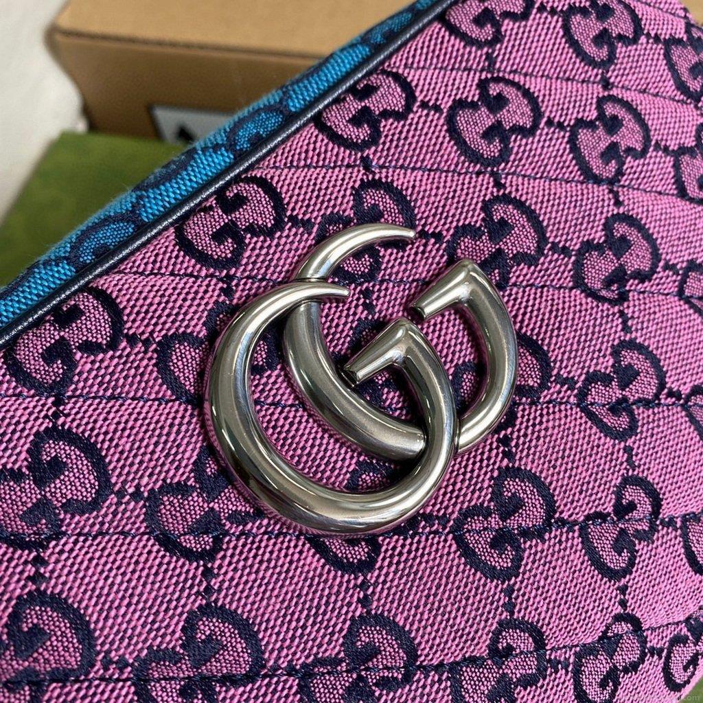 Gucci 447632 GG Marmont Multicolor Small Shoulder bag Purple and Green