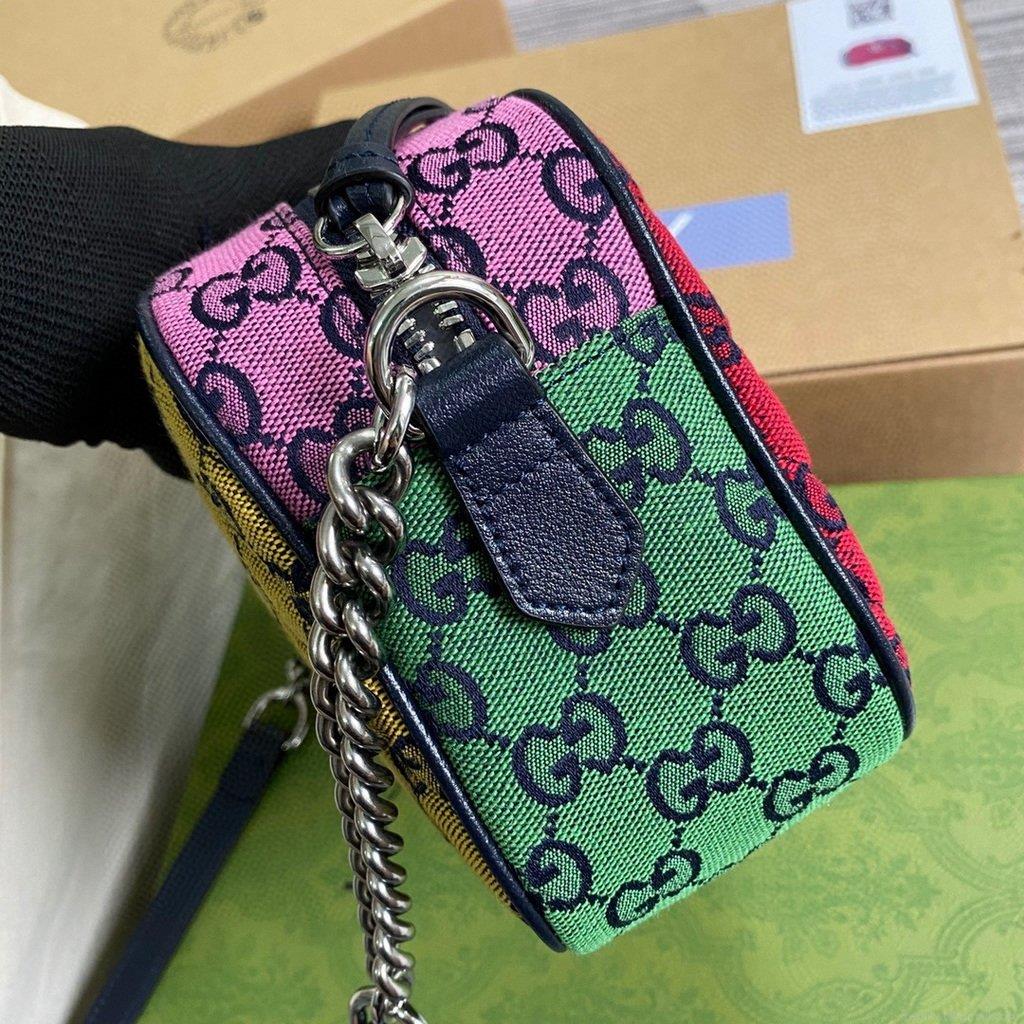 Gucci 447632 GG Marmont Multicolor Small Shoulder bag Red and Green
