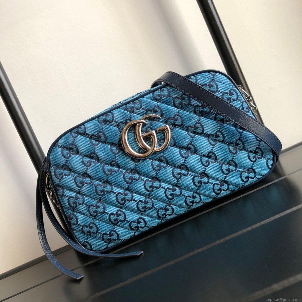 Gucci 447632 GG Marmont Multicolour Small Shoulder Bag Blue