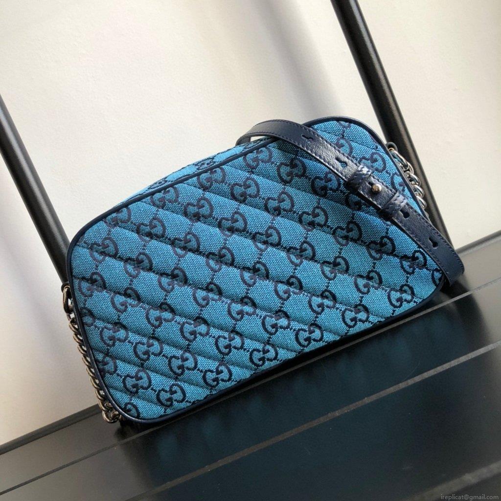 Gucci 447632 GG Marmont Multicolour Small Shoulder Bag Blue