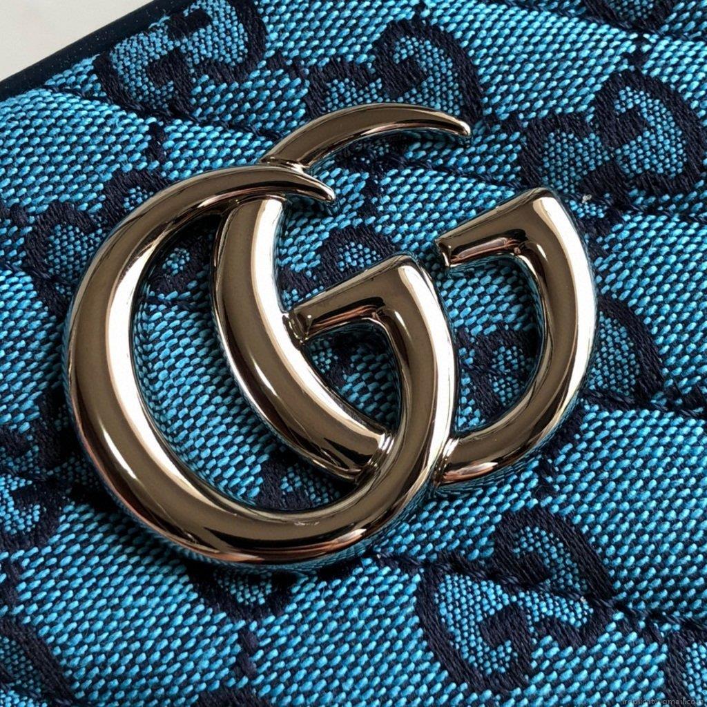 Gucci 447632 GG Marmont Multicolour Small Shoulder Bag Blue