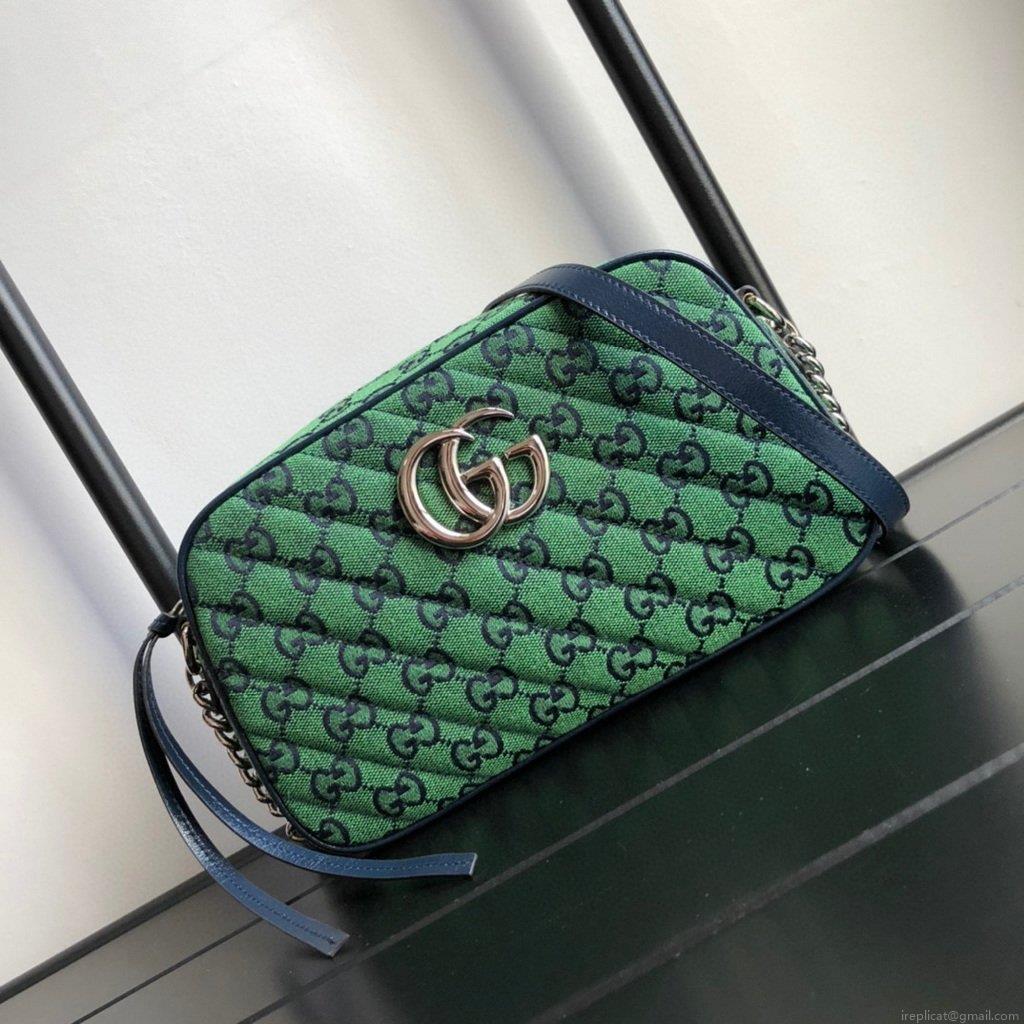 Gucci 447632 GG Marmont Multicolour Small Shoulder Bag Green