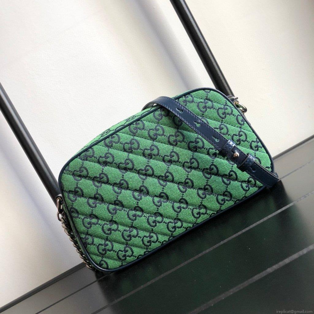 Gucci 447632 GG Marmont Multicolour Small Shoulder Bag Green
