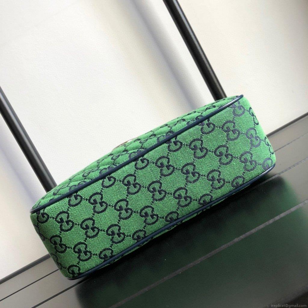 Gucci 447632 GG Marmont Multicolour Small Shoulder Bag Green