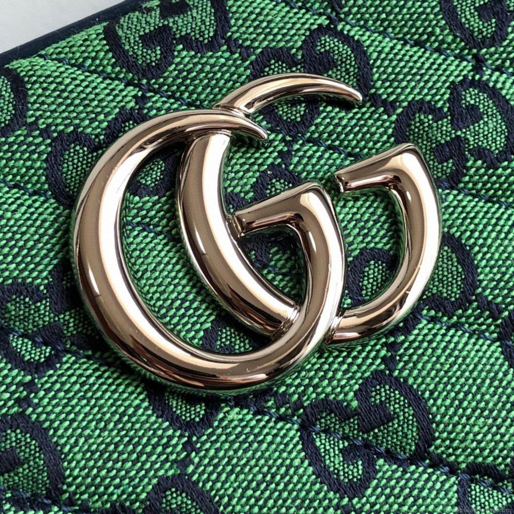 Gucci 447632 GG Marmont Multicolour Small Shoulder Bag Green