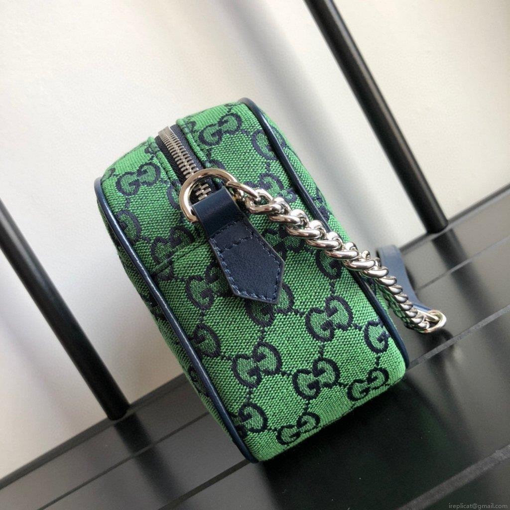Gucci 447632 GG Marmont Multicolour Small Shoulder Bag Green