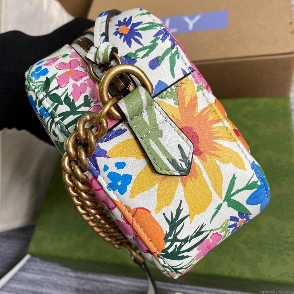 Gucci 447632 GG Marmont Multicolour Small Shoulder Bag White