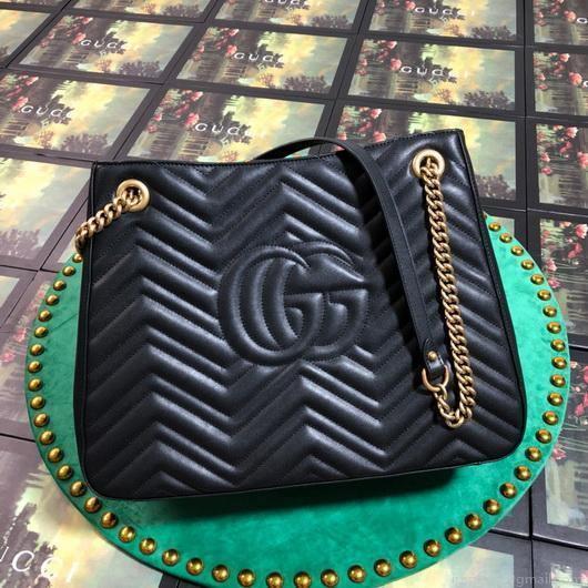 Gucci 453569 GG Marmont Matelassé Shoulder Bag Black